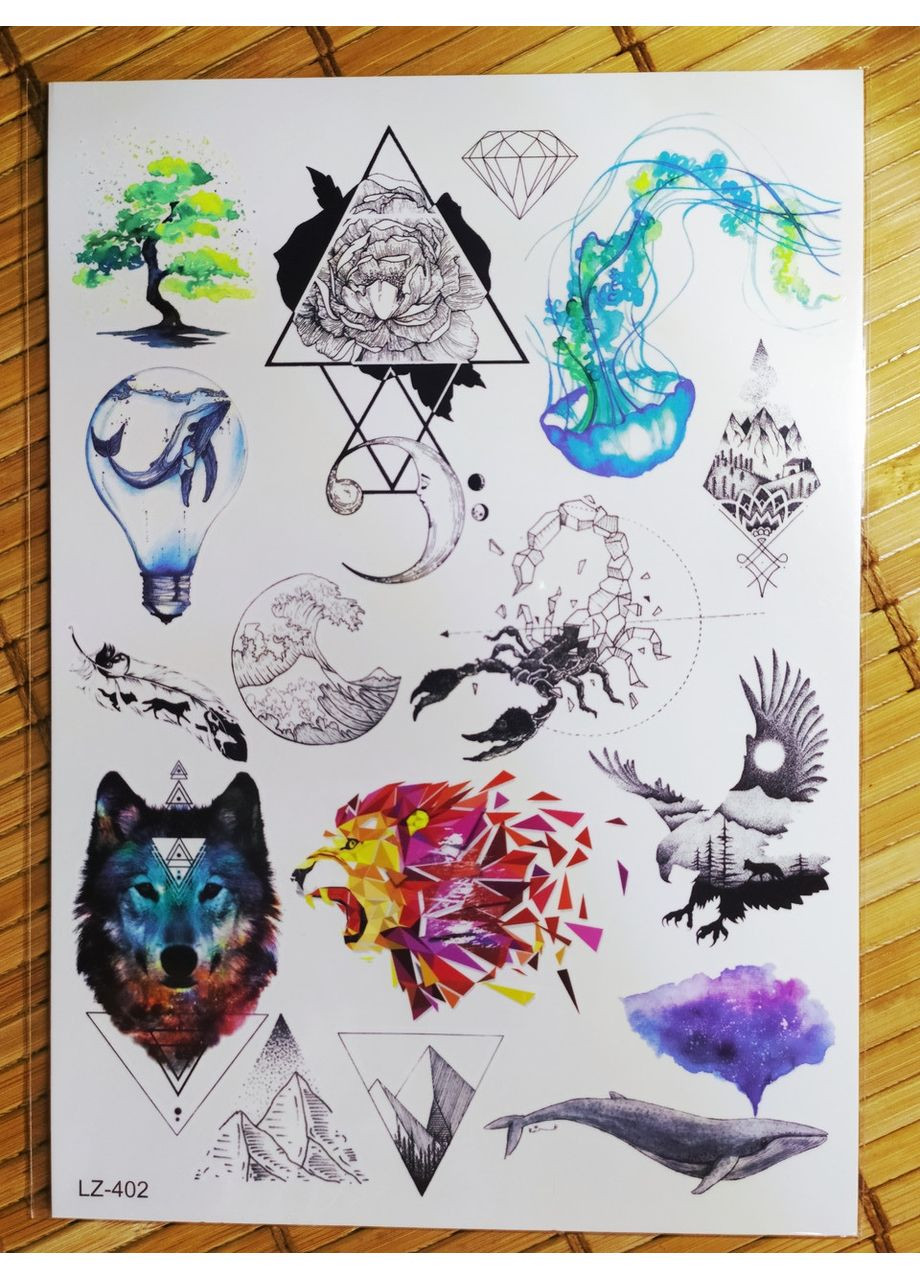 Временное тату-набор 15в1 Микс 21х15 см LZ402 Tattoo (367623611)