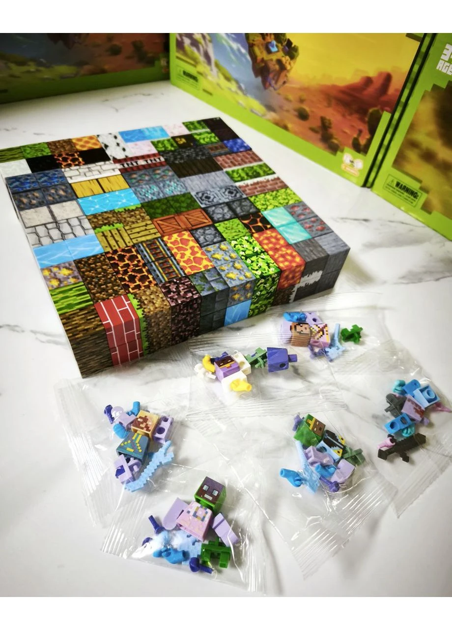 Магнитный конструктор Майнкрафт Ассорти Minecraft 200 деталей + 6 фигурки No Brand (400131610)