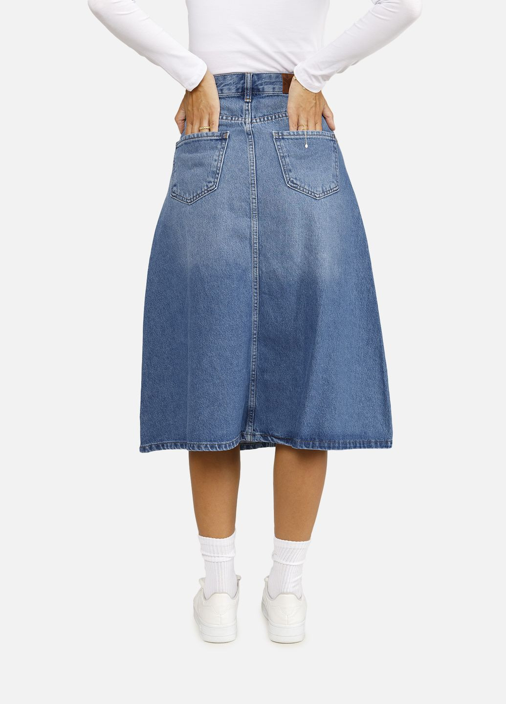 Жіноча джинсова спідниця трапеція колір блакитний CB-00259173 Yuki (314909738)