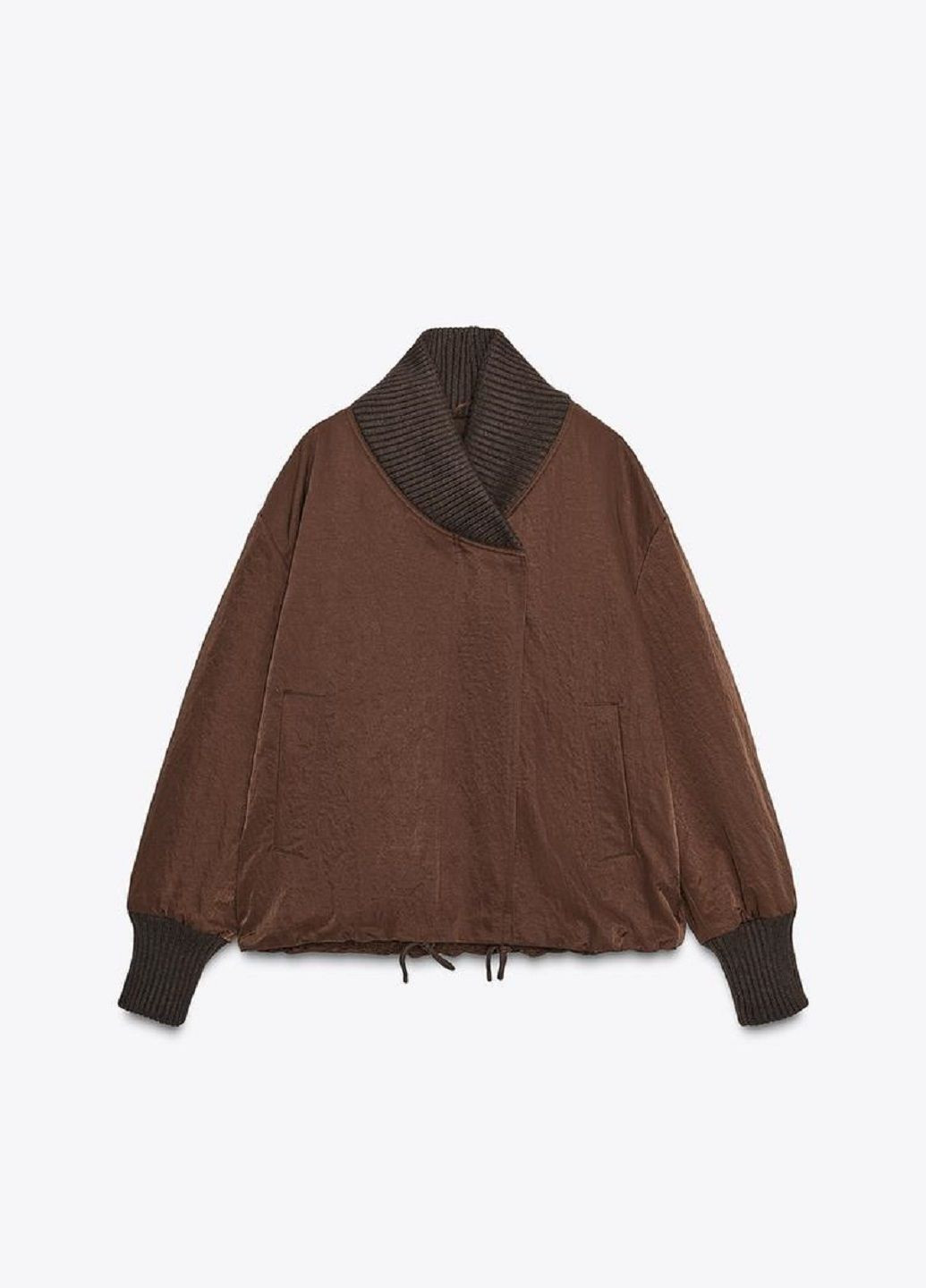 Коричневый женский жакет Zara однотонный - демисезонный