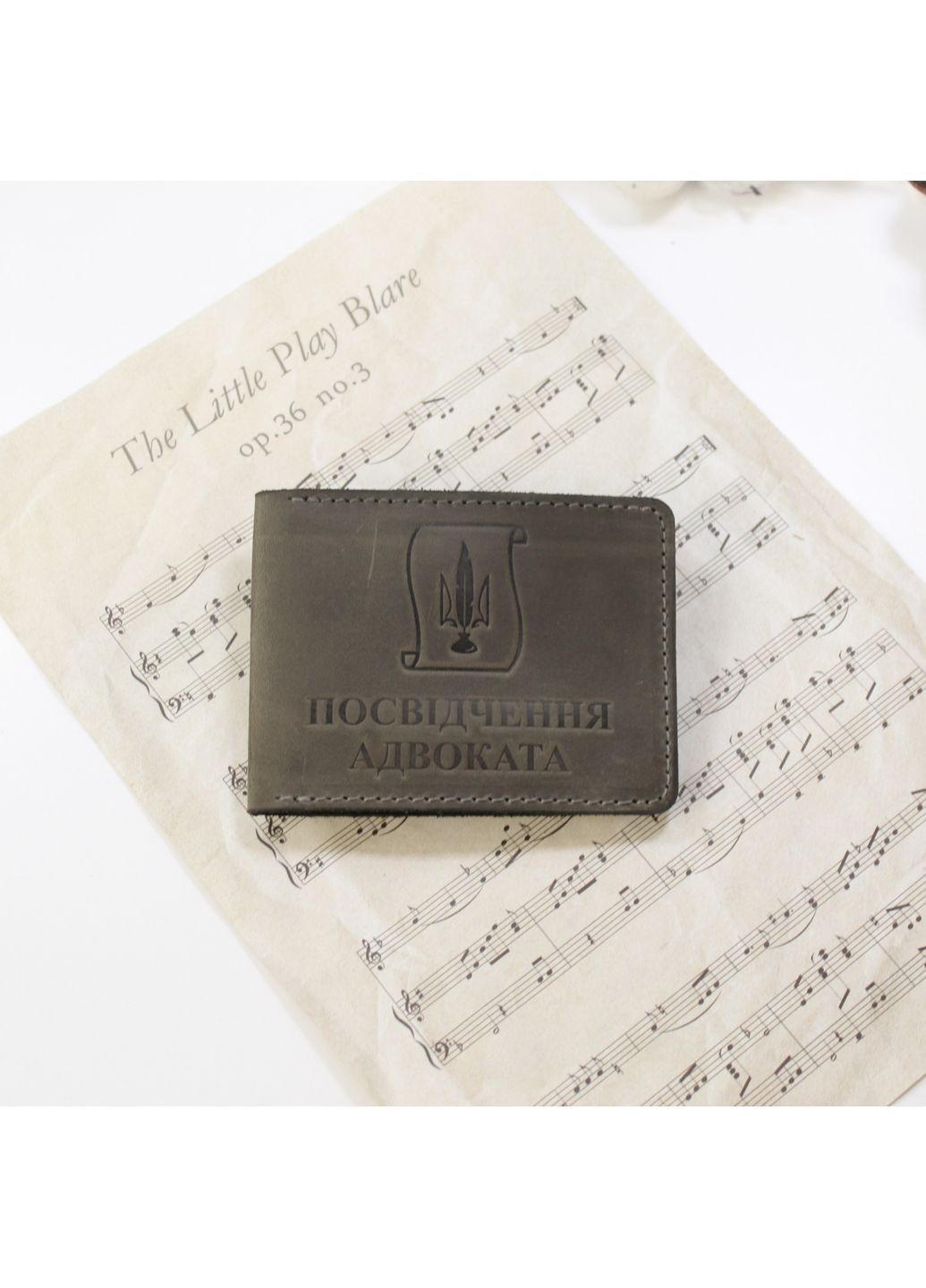 Обложка на удостоверение адвоката из натуральной кожи Crazy Horse серый No Brand (366239643)