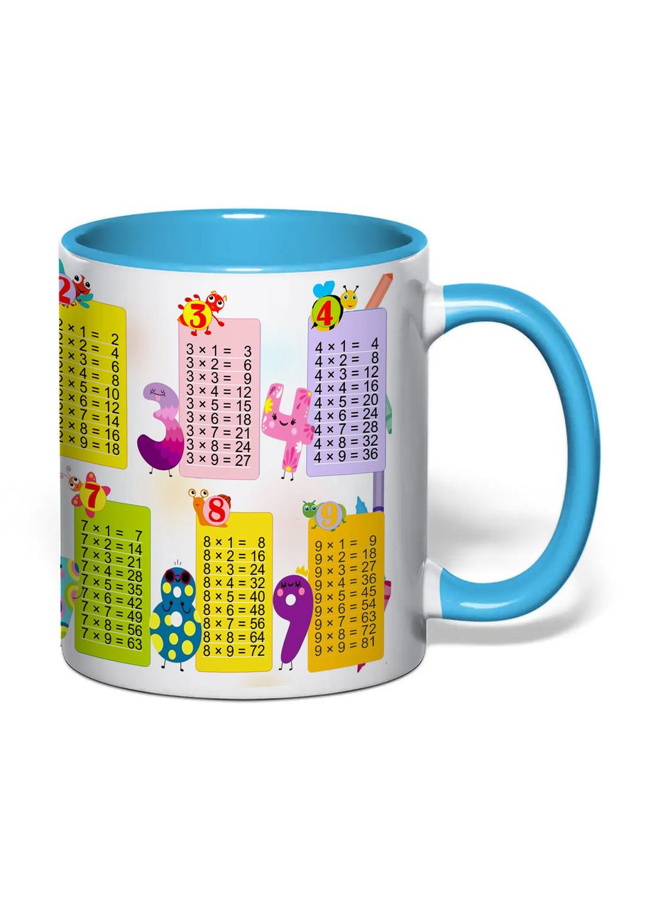 Чашка з друком "Табличка множення" №4 330 мл (колір блакитний) (29910) No Brand (358210438)