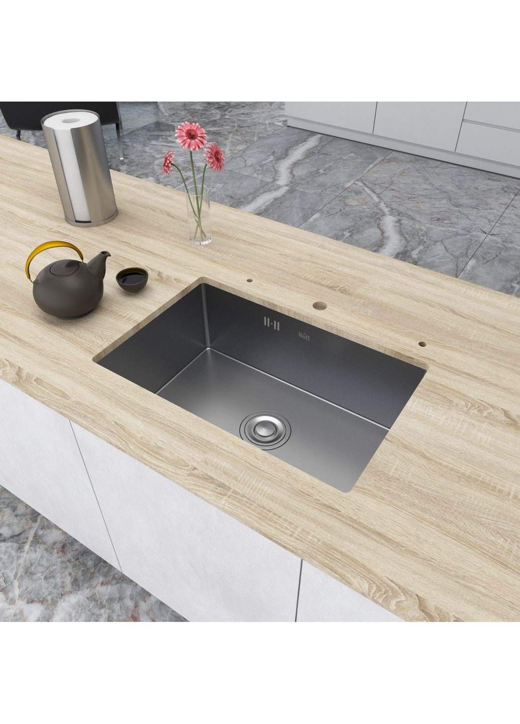 Мийка для кухні з нержавійки під стільницю Nett NS-6845 (352730033)