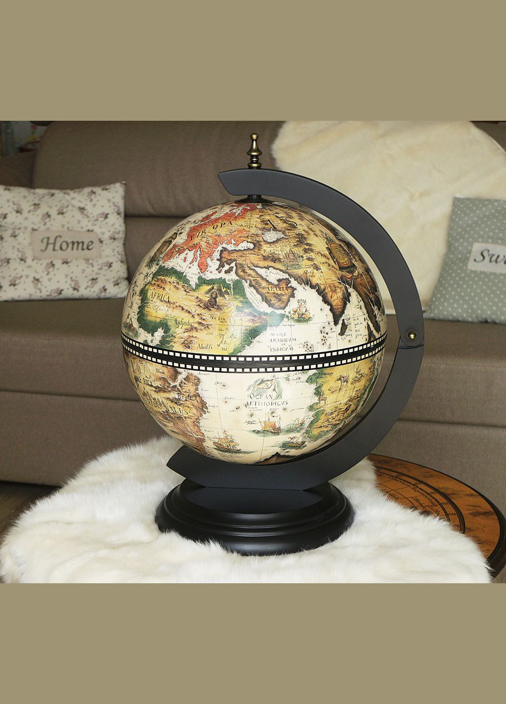 Глобус бар настільний Карта світу білий чорний сфера 33 см (33002WB) Гранд Презент (279624850)