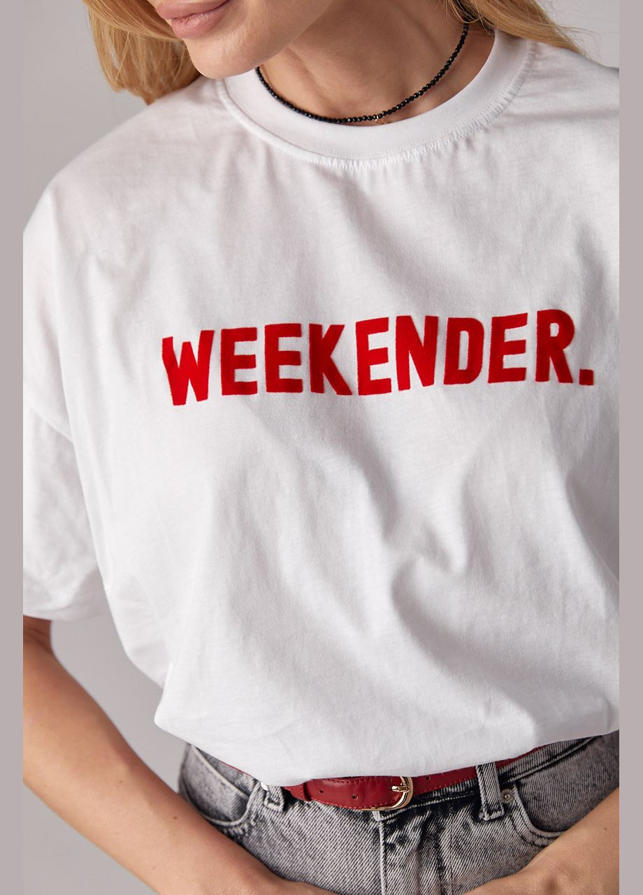 Біла літня трикотажна футболка з написом weekender Lurex