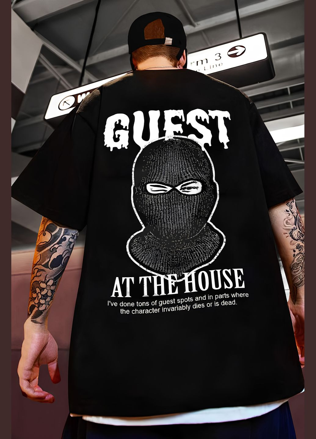 Комбинированная футболка с дтф принтом оверсайз мужская No Brand