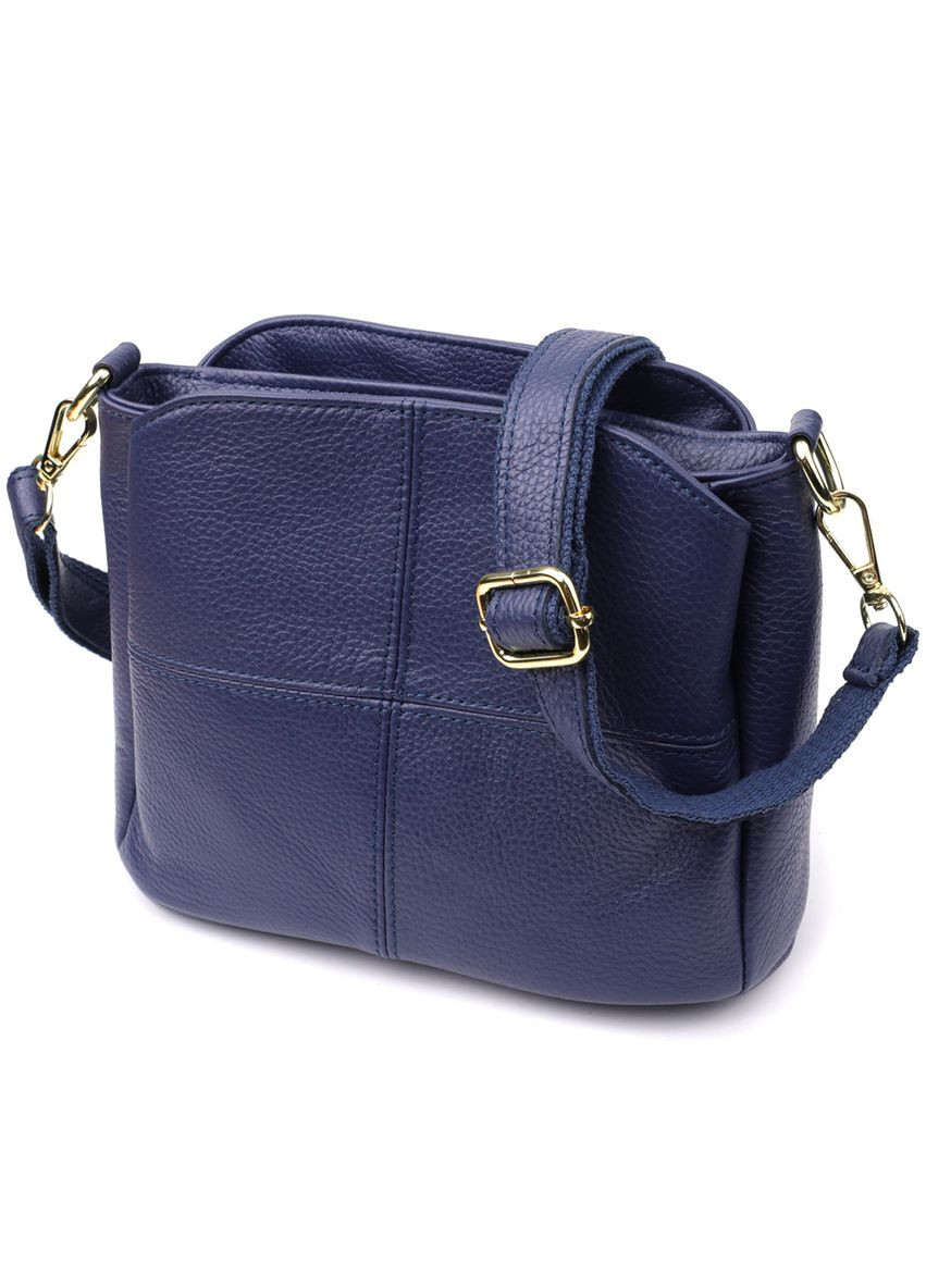 Жіноча сумка з натуральної шкіри з трьома відділеннями 22976 Синій Vintage (347580002)