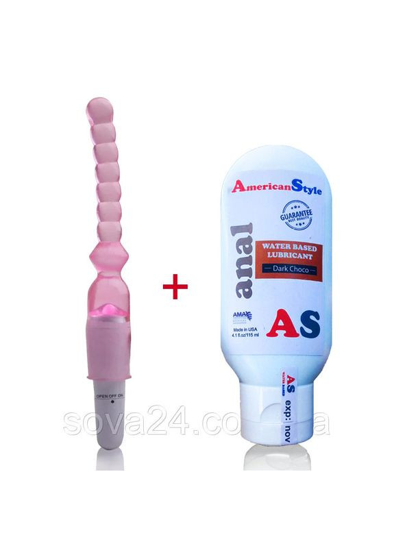 Вібропробка анальна рожева зі стимулятором клітора та сосків + лубрикант Банан No Brand (340914287)