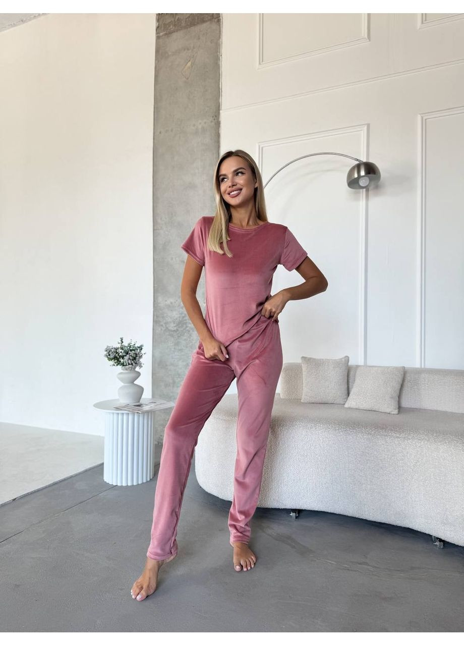 Пудровая всесезон пижама тройка Garna
