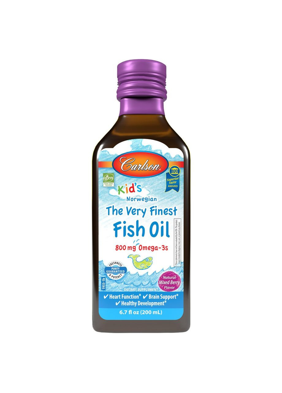 Жирні кислоти Kid's The Very Finest Fish Oil, 200 мл Ягоди Carlson Labs (334705550)