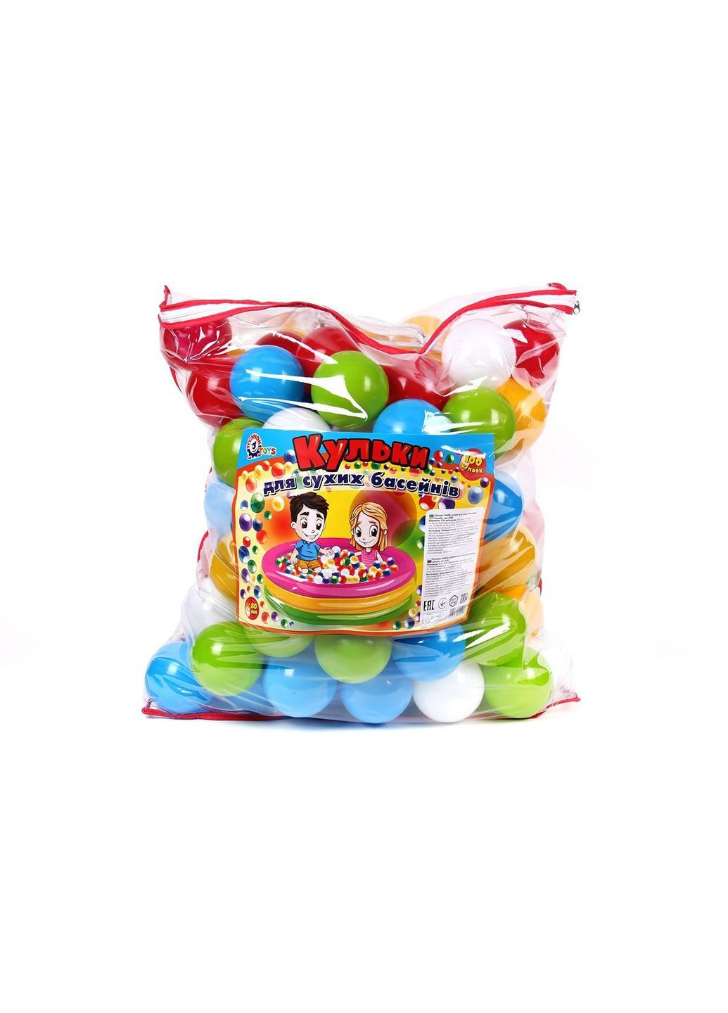 Набор цветных мячей для сухого бассейна d80 в сумочке (TH4548) ТехноК (364111448)