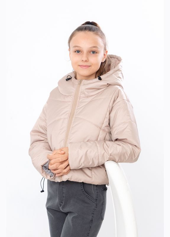 Бежевая демисезонная куртка для девочки юниор (укороченная) демисезон Носи своє
