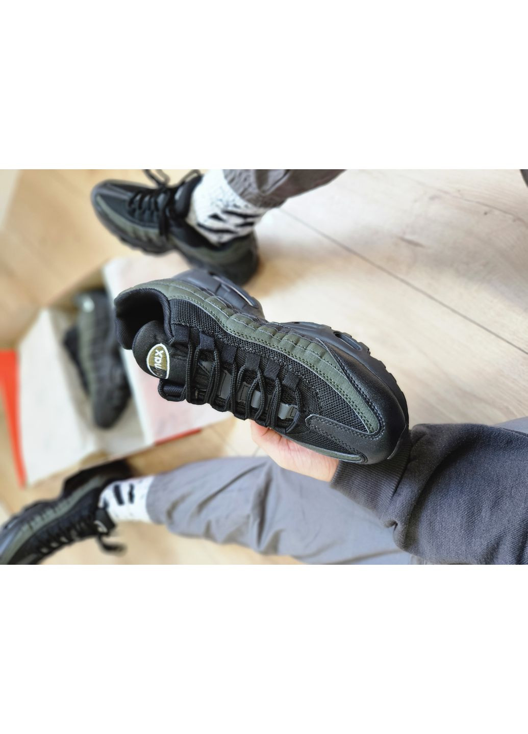 Хакі Осінні кросівки чоловічі nike air max 95 black khaki | найк аір макс 95 хакі No Brand