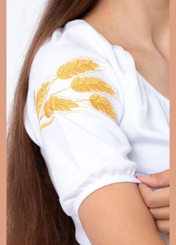 Молочная женская вышиванка с коротким рукавом (p-8508) Носи своє узор украинская символика трикотаж (302447640)