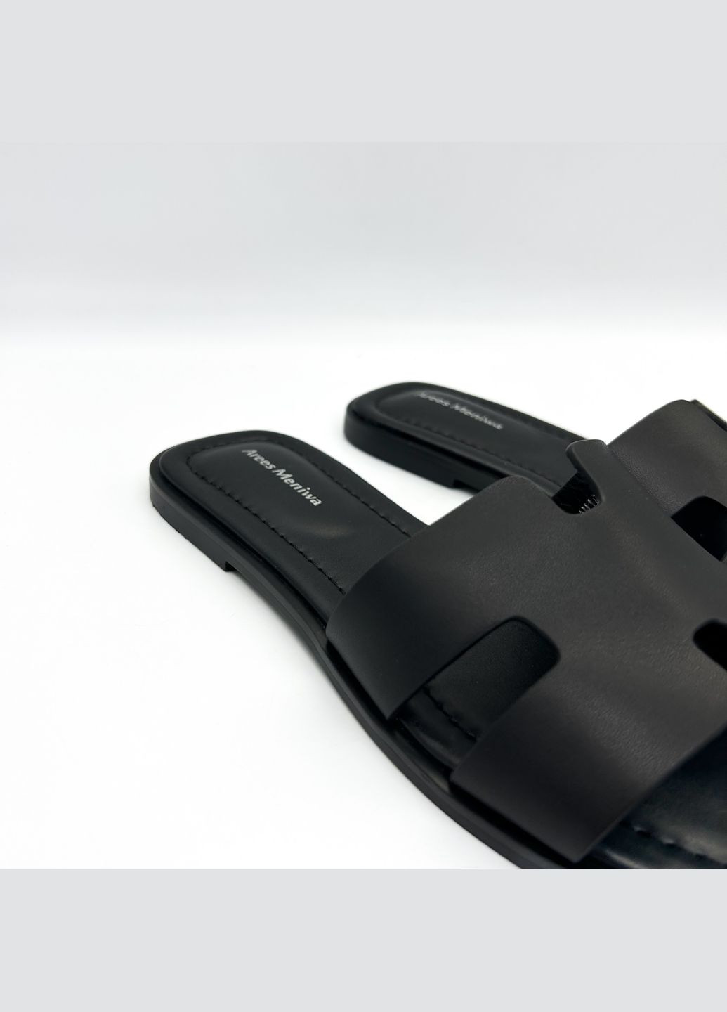 Черные шлепанцы (р) кожа 0-1-1-am-10701 Arees Meniwa