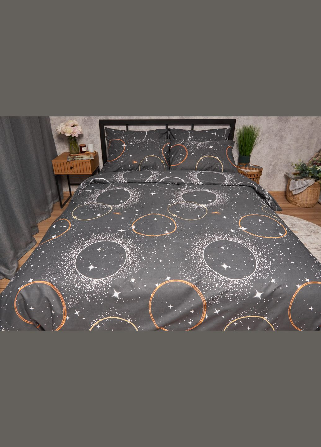 Комплект постельного белья Бязь Gold Люкс «» семейный 143х210х2 наволочки 2х40х60 (MS-820005660) Moon&Star Cosmic Glow (302973855)