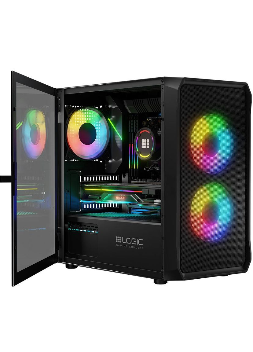 Корпус PORTOS MESH+GLASS ARGB fans 3x120mm BLACK без БП mATX Logic Concept (316035656)