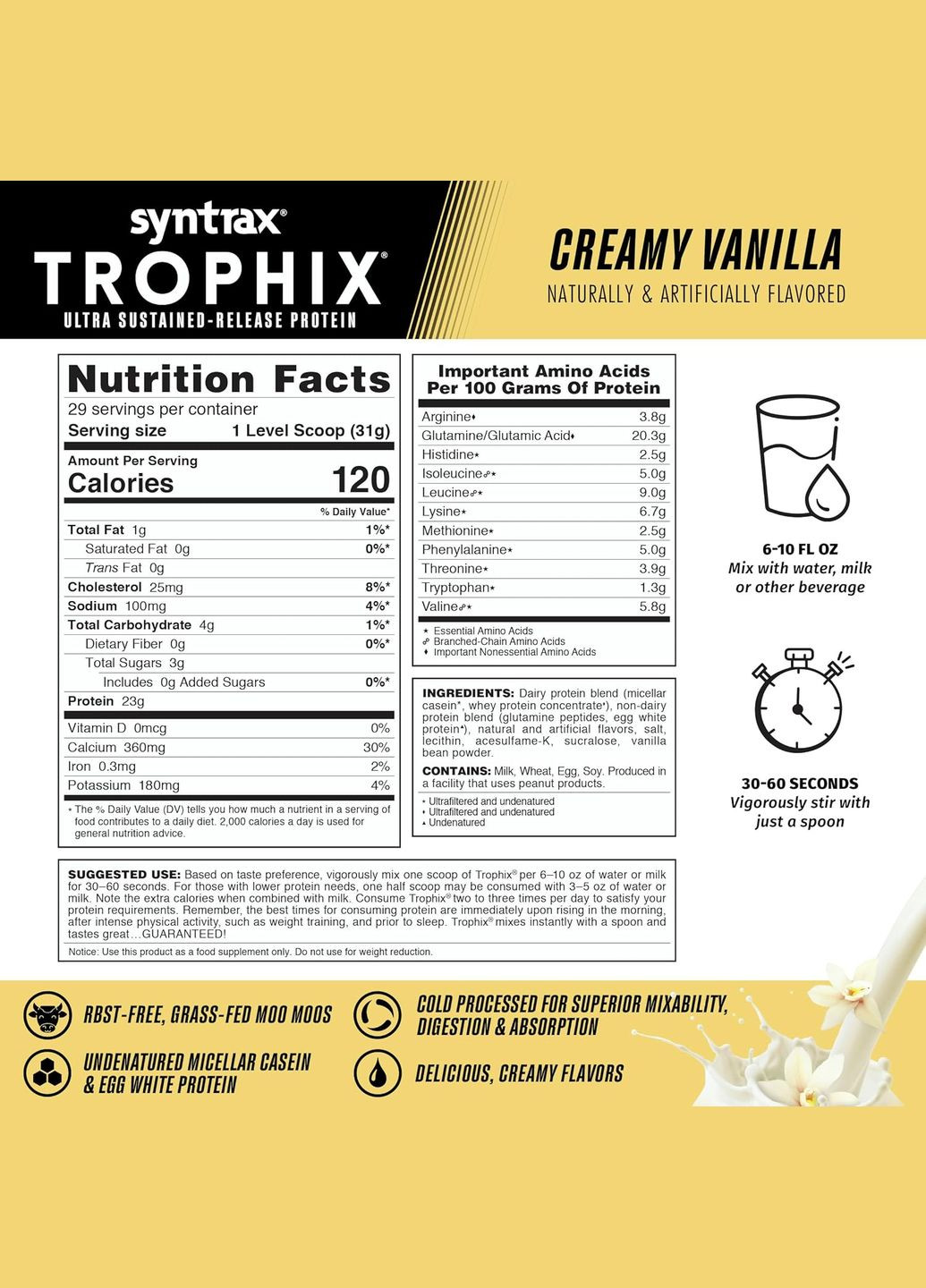Протеїн Trophix (66 % protein ) 907g (Cream Vanilla) Syntrax (322225279)