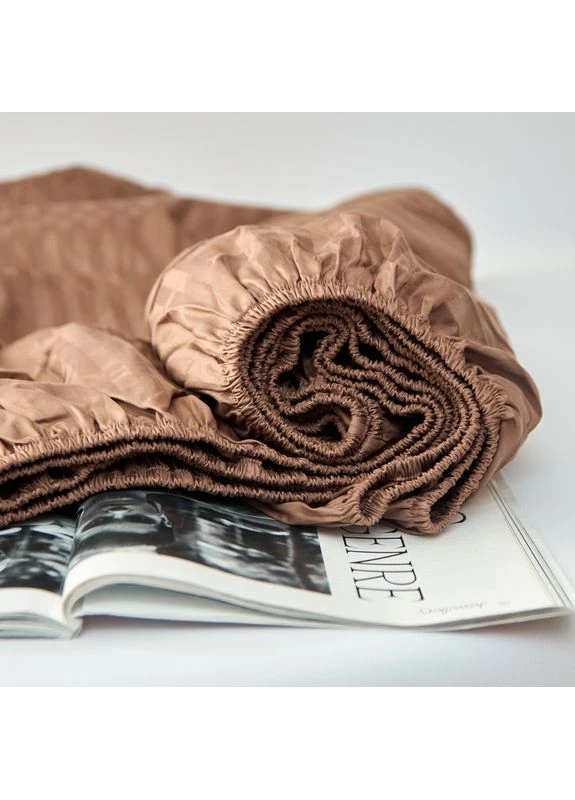 Простыня на резинке Сатин Страйп 90х190х20 см (MS-850004703) Moon&Star Latte Brown (386590531)
