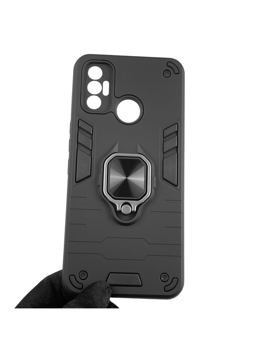 Чохол для телефона Spark 7 Go (KF6m) броньований з магнітним кільцем-тримачем на техно спарк 7 го чорний Tecno (366230340)