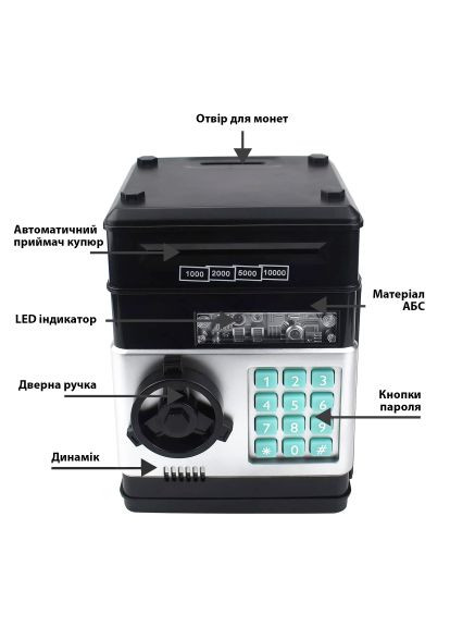 Інтерактивна іграшка сейф-скарбничка музична з електронним купюроприймачем Cashbox Black (UFTCashboxBlack) UFT сейф-скарбничка музична з електронним купюроприйма (366105972)