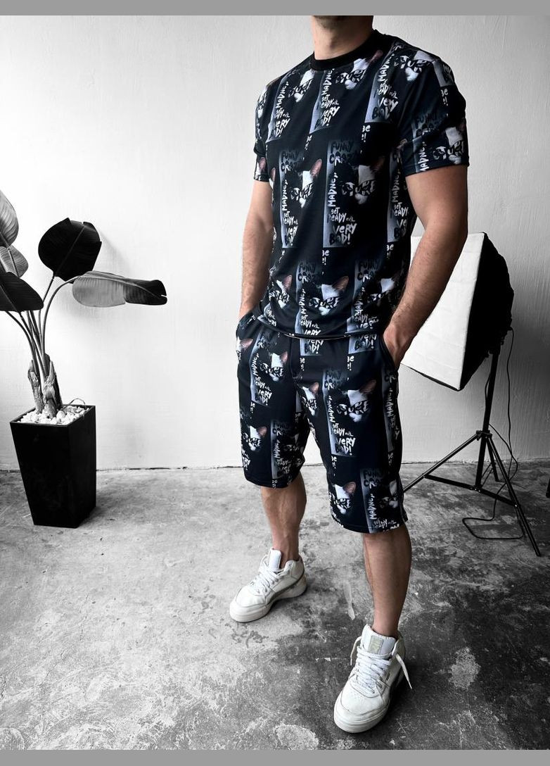 Черный легкий летний спортивный костюм с модным дизайном. No Brand (370963486)