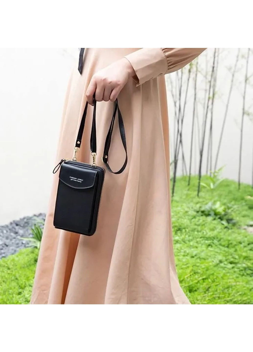 Женская сумка кошелек клатч женский черный, сумка для телефона через плечо FOREVER LOVELY, сумка чехол web No Brand (289870012)