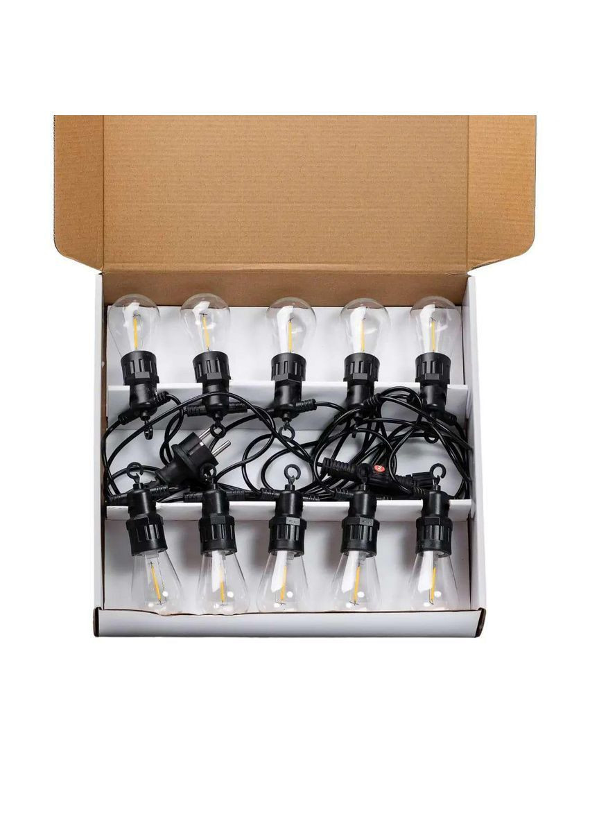 Гирлянда уличная в стиле ретро светодиодная желтая S14 на 10 LED ламп длиной 5 метров S14Y Garlando (370373336)