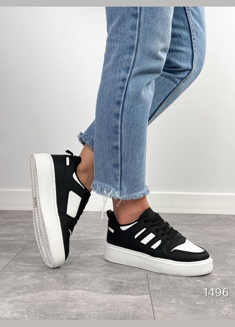 Черно-белые демисезонные удобные кроссовки No Brand