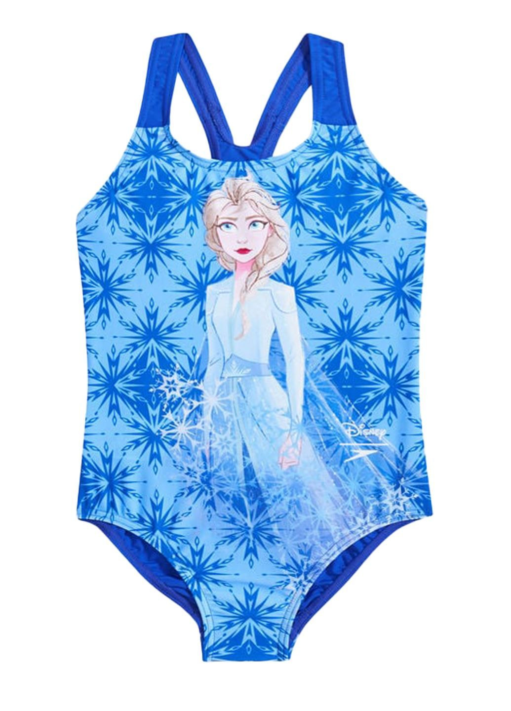 Синий летний детский сплошной купальник frozen с эльзой слитный Disney