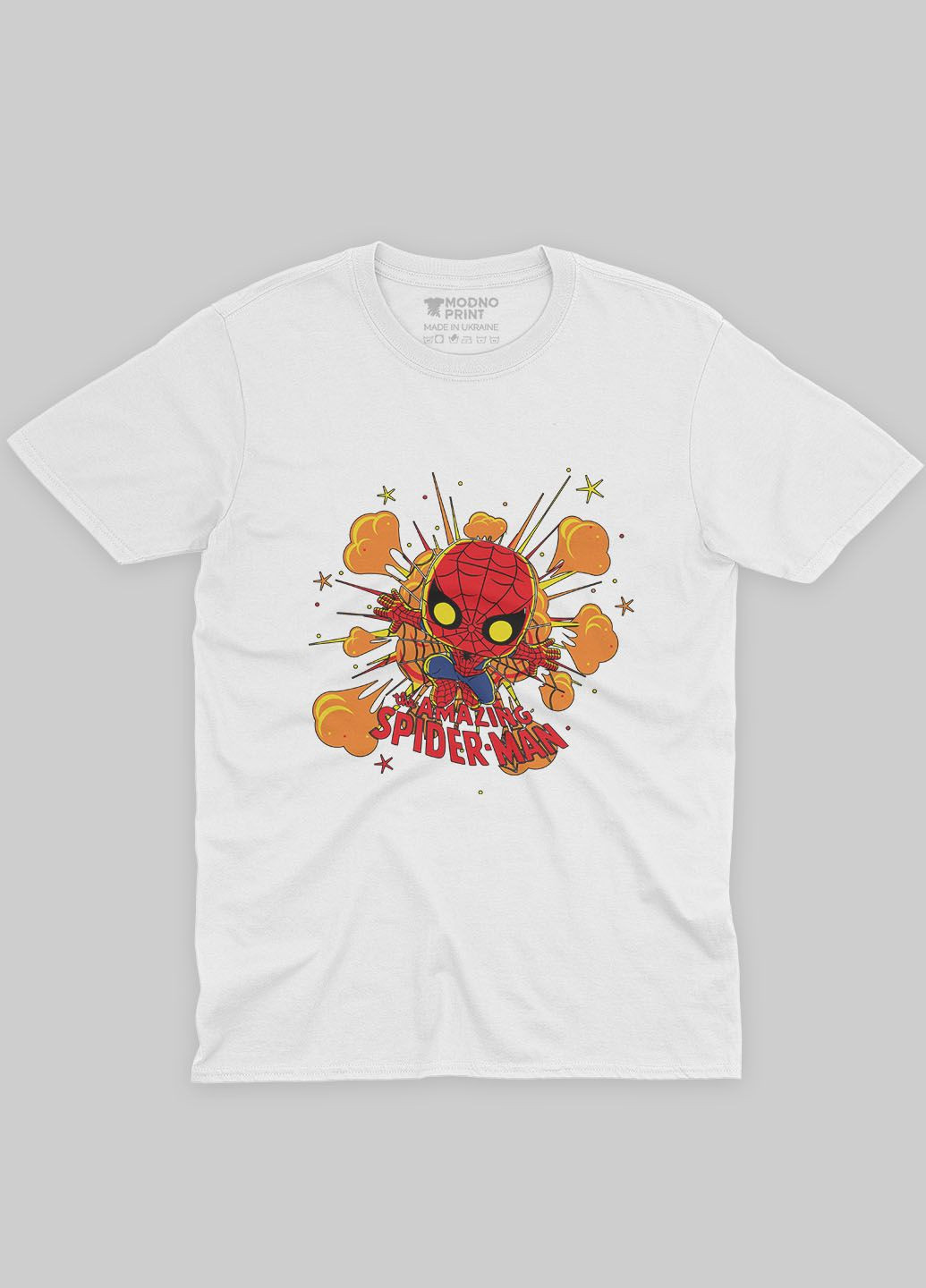 Біла літня жіноча футболка з принтом супергероя - людина-павук (ts001-1-whi-006-014-056-f) Modno