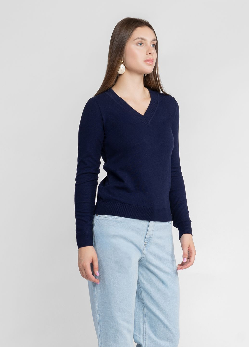 Синій зимовий джемпер жіночий синій Arber V-neck FW AM1