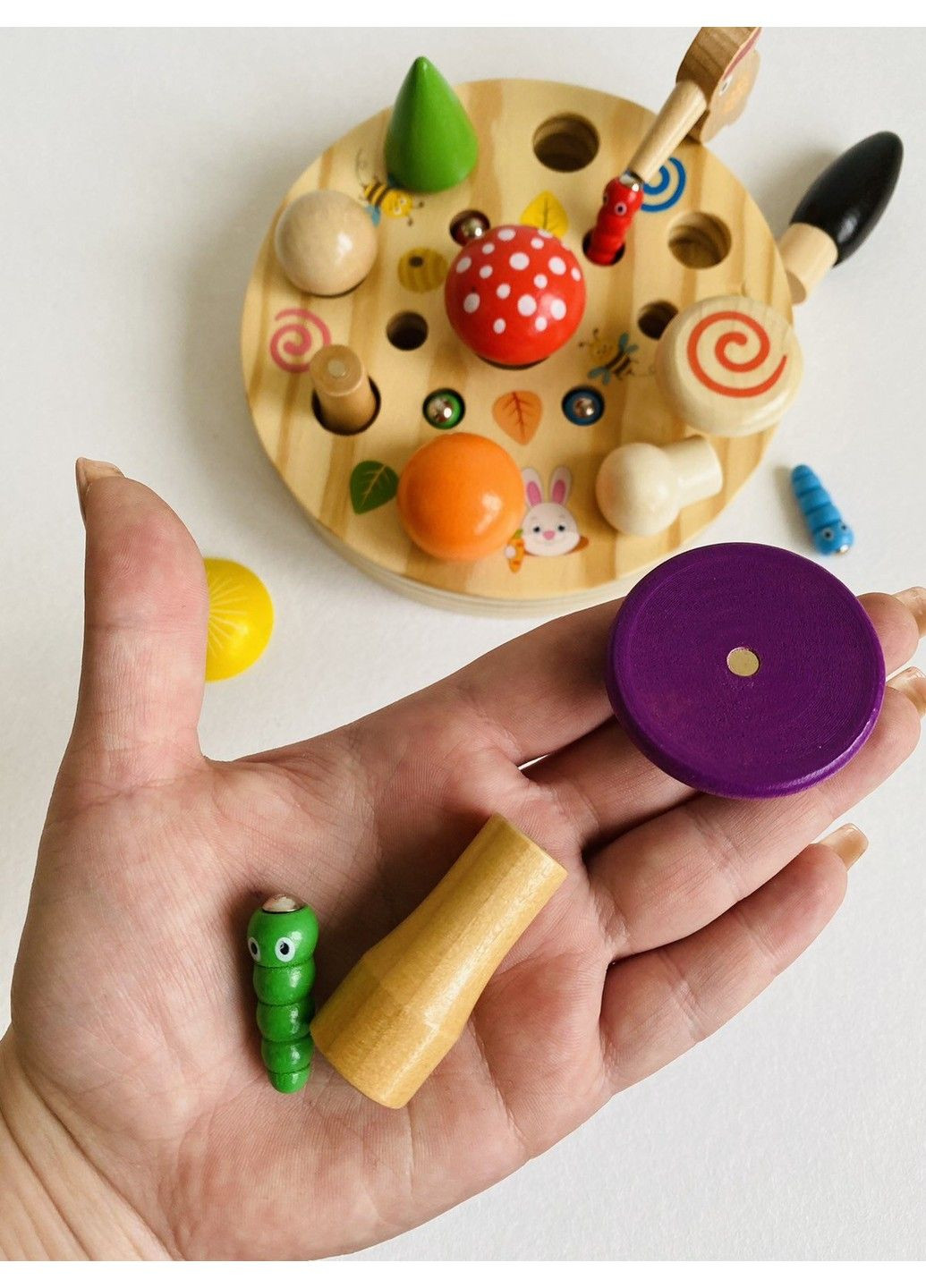 Рибалка Монтессорі Магнітні черв'ячки, грибочки WD 2709 No Brand (297201112)