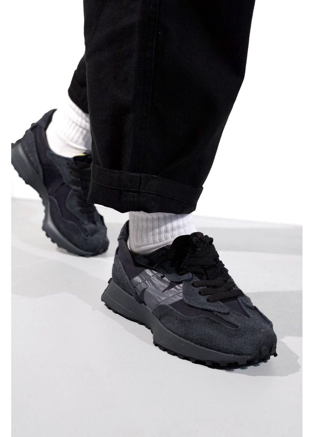 КРОССОВКИ ЖЕНСКИЕ NEW BALANCE 327 TRIPLE BLACK НЬЮ БЕЛАНС 327 No Brand чёрные демисезоны (367172834)