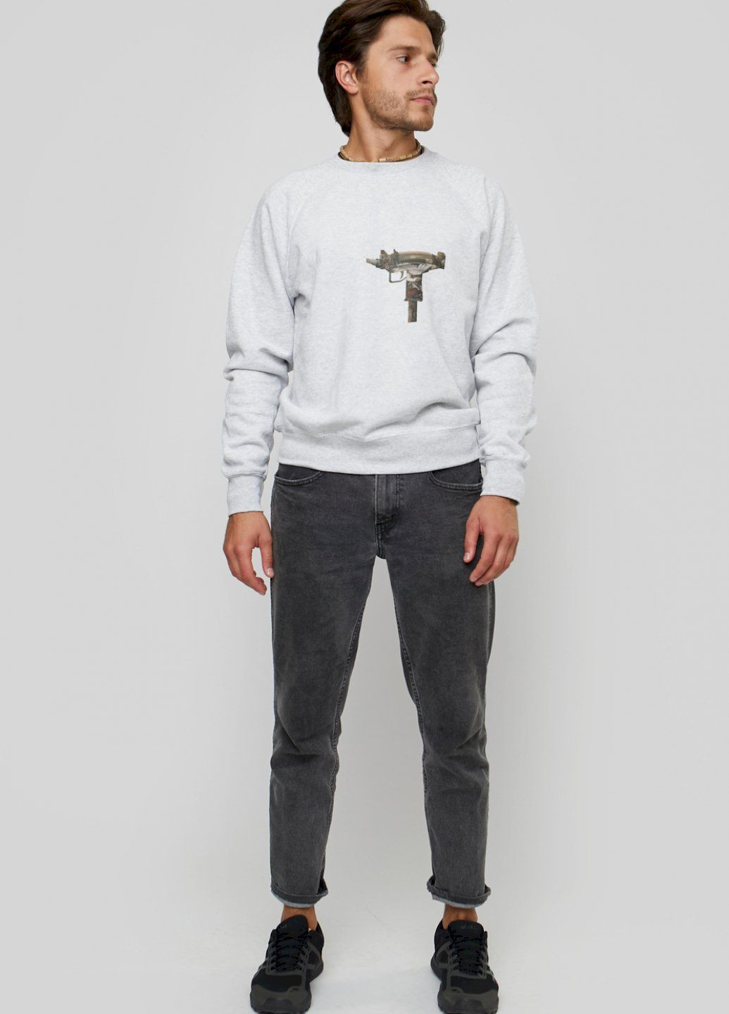 Серый свитшот мужской серый "uzy" YAPPI рисунок (303772733)