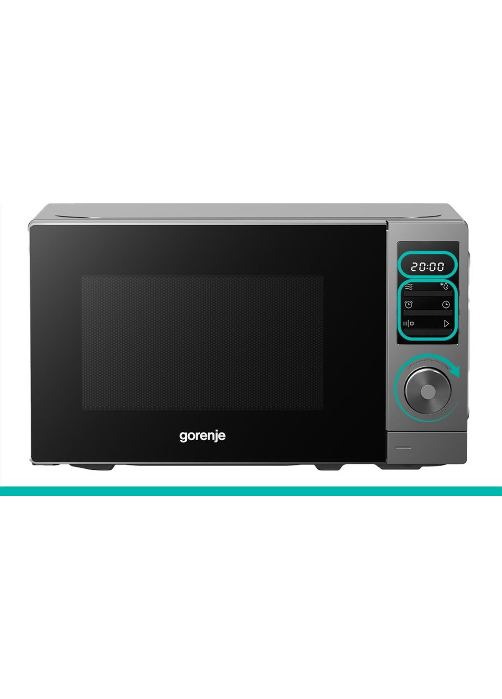 Мікрохвильова піч MO20A3T4, 20л, електр. керув., 700Вт, дисплей, нерж Gorenje (362347786)