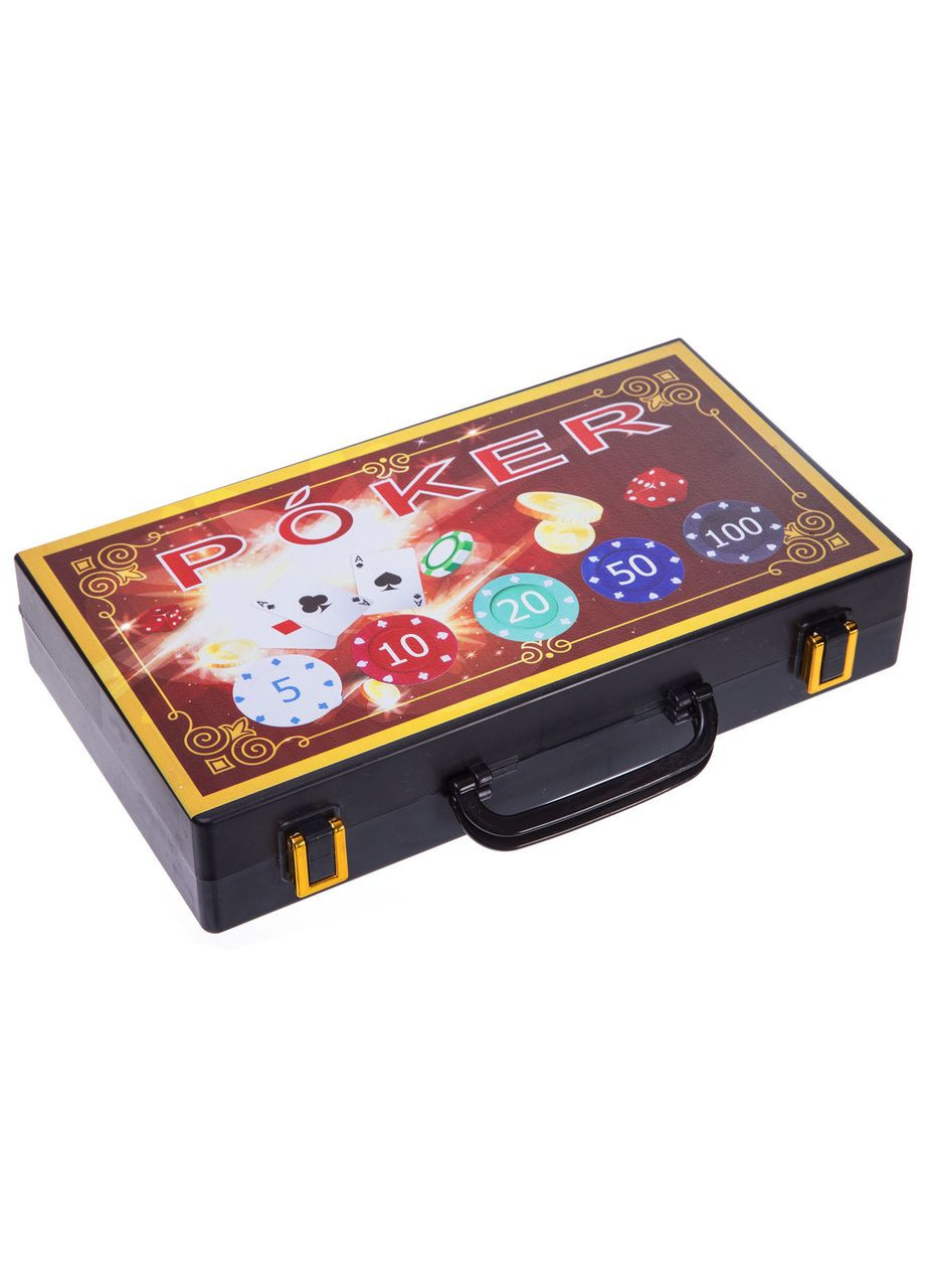 Набор для покера в пластиковом кейсе SP-200S-E (200 фишек, с номиналом, 2 кол.карт, 5куб) (200S-E) SP-Sport (361436625)