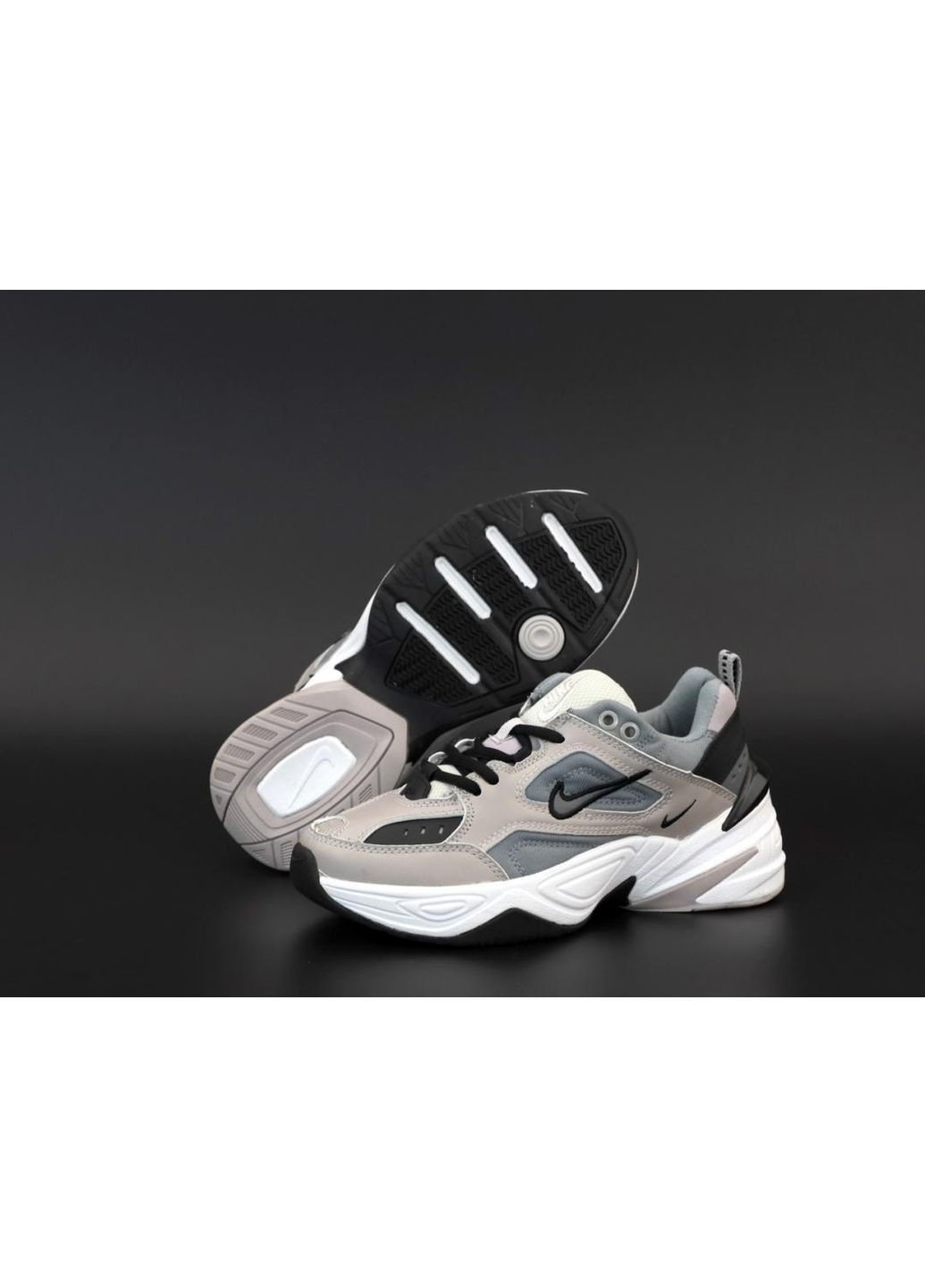 Сірі Осінні кросівки чоловічі nike m2k tekno grey white black найк м2к текно No Brand