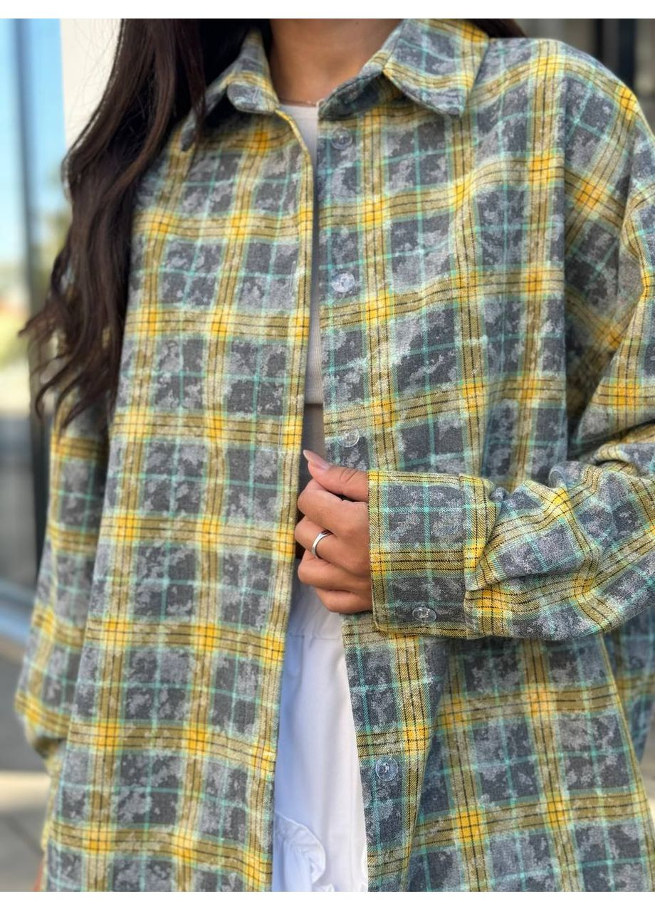 Желтая кэжуал рубашка в клетку MonCher с длинным рукавом