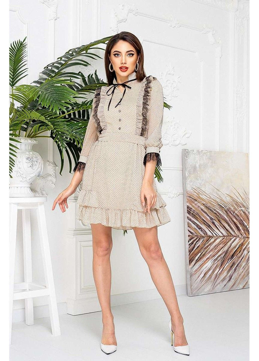 Белое шифоновое платье baby doll 21034 белое Tanita-Romario