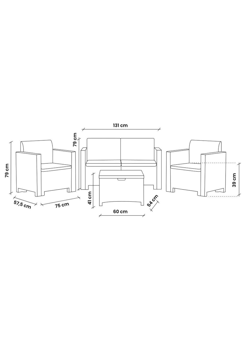 Набор садовой мебели Nebraska 2, графит Bica (362580316)