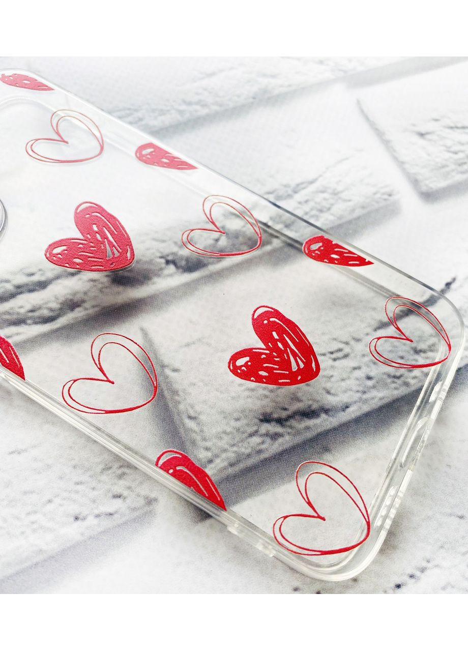 Прозрачный чехол на Xiaomi Poco X4 Pro Сердечка красные (принт 77) Creative (359484008)