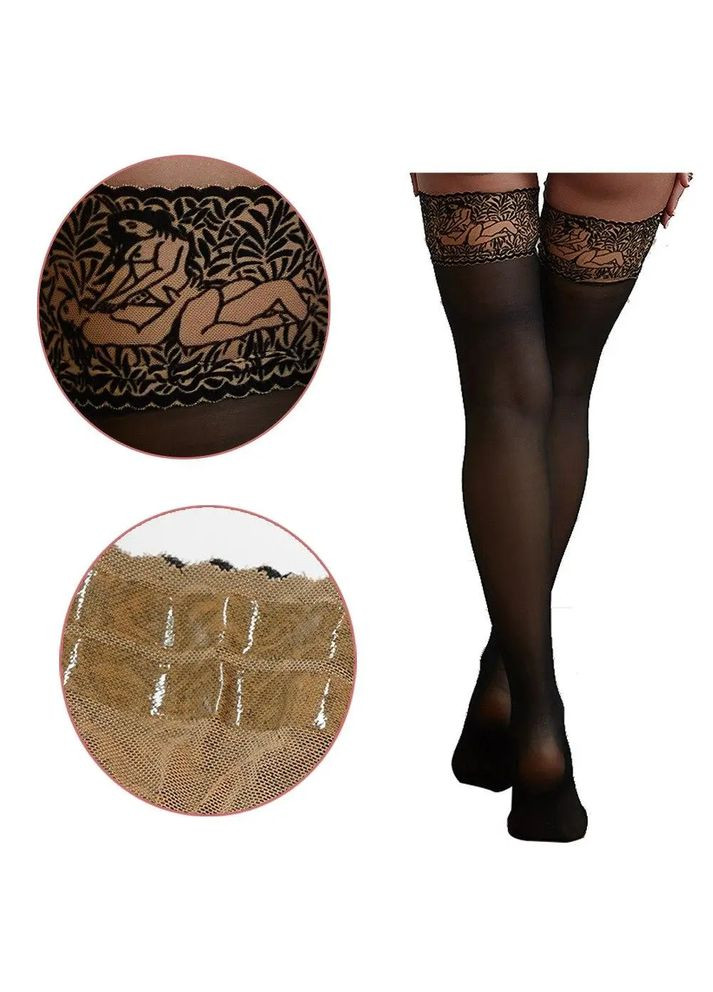 Еротичні жіночі панчохи Камасутра, Чорні панчохи з сексуальним малюнком Наїзниці, Панчохи під пояс No Brand панчохи Камасутра чорні (360428840)