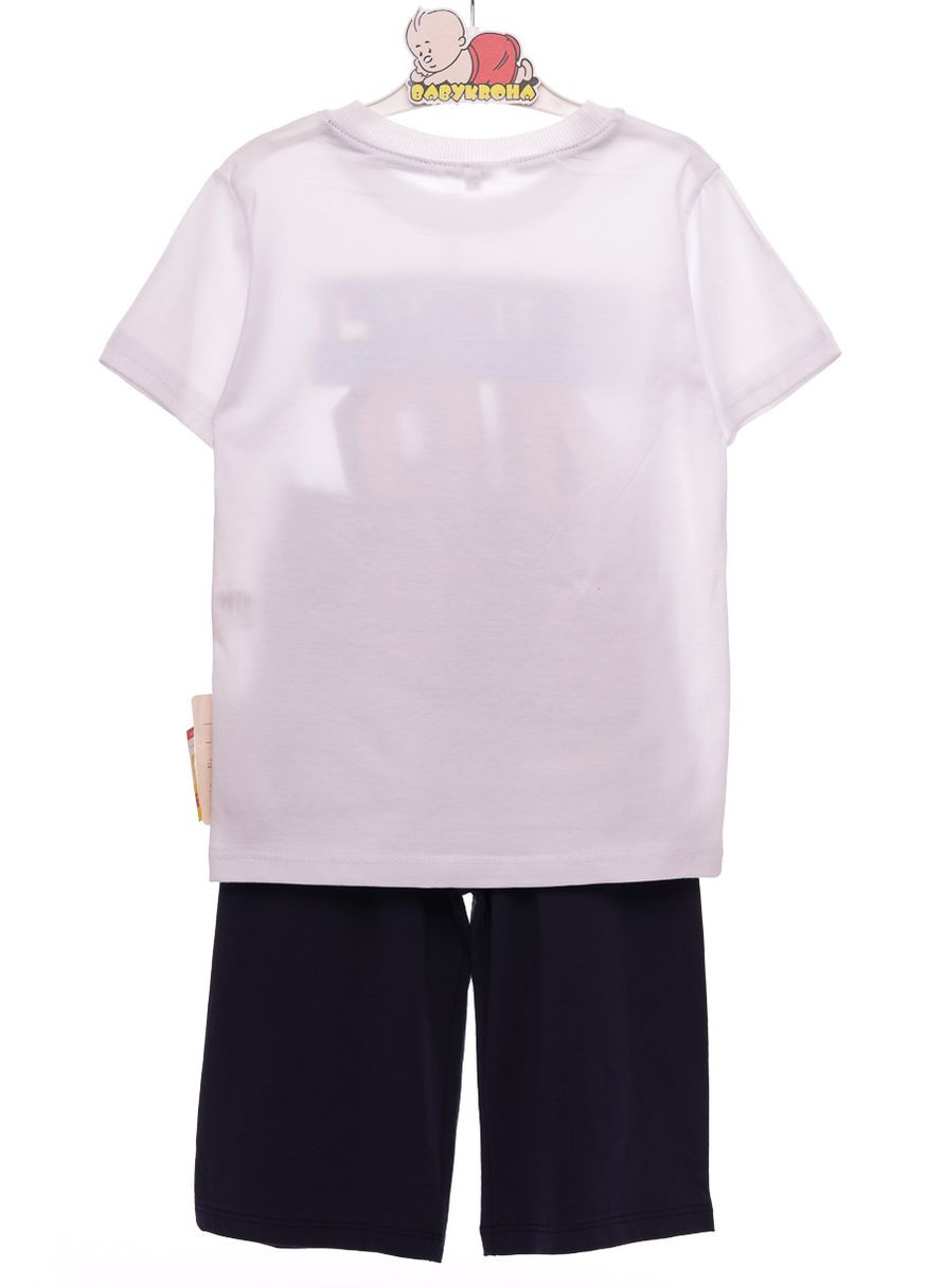 Белый летний костюм с коротким рукавом для мальчика трикотажный 48 белый 116 см (31235) BABYKROHA