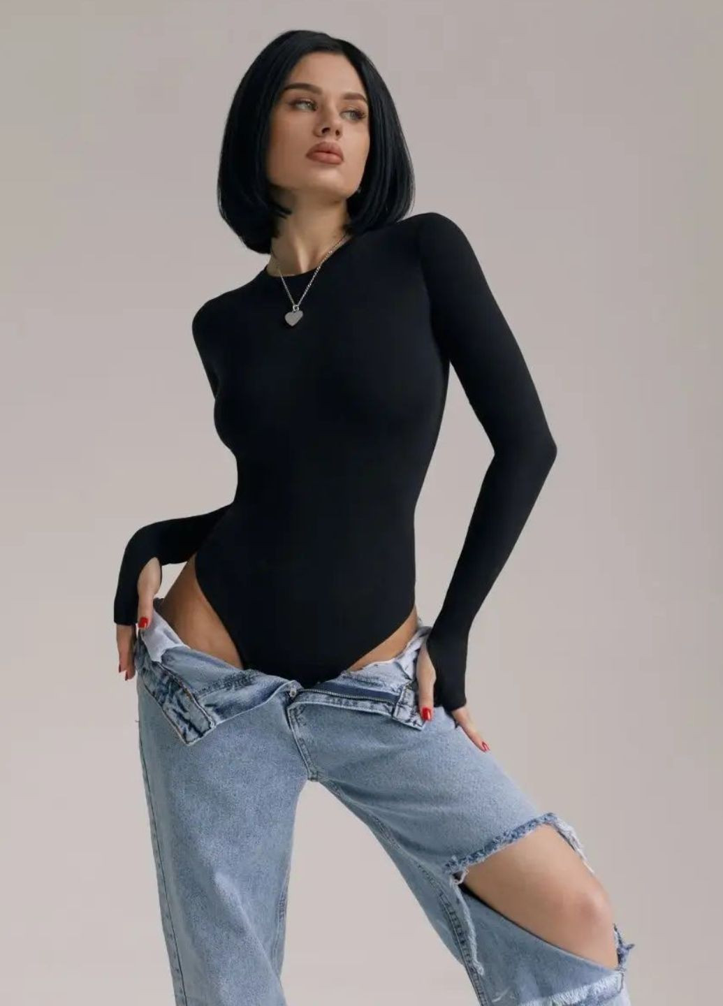 Базовый боди с длинным рукавом и круглым воротником Tik-Tak (322734813)