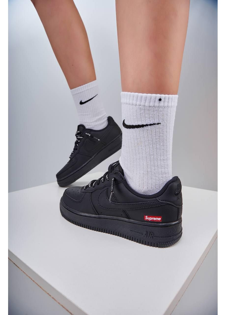 Чорні Осінні кросівки чоловічі nike air force 1 supreme black найк аір форс 1 преміум No Brand