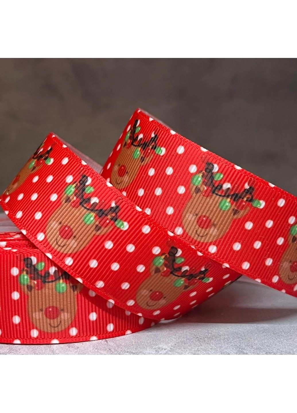 Репсовая лента 2,5 см, Олень (горох), арт 010069, 1 метр No Brand (316049307)