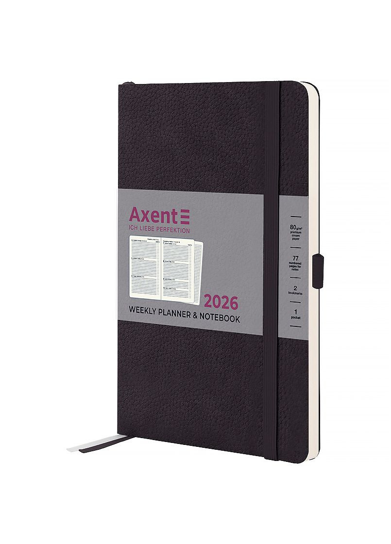 Щотижневик 125*195 2026 Partner Soft Skin чорний датований Axent (362206119)