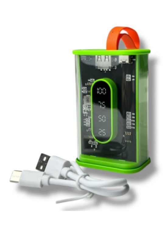 Портативный повербанк Power Bank с прозрачным корпусом LED-индикатор 10000 mAh Зеленый (2104618812) No Brand (370606375)