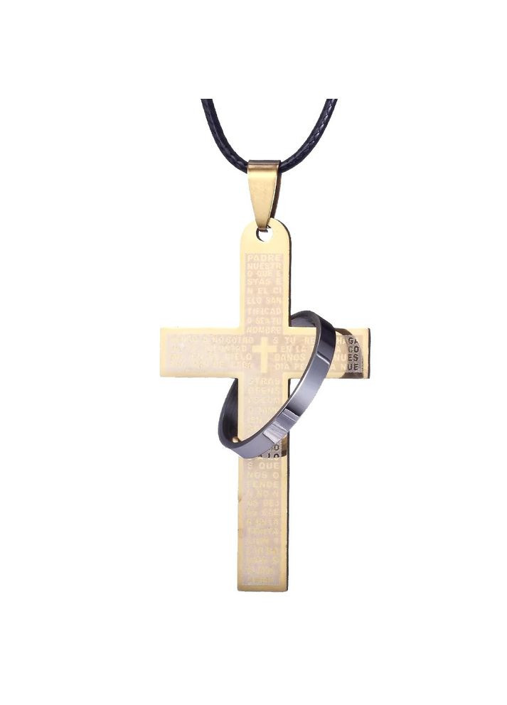 Чоловічий кулон хрест з молитвою підвіска у вигляді хреста із сталі No Brand (337716477)
